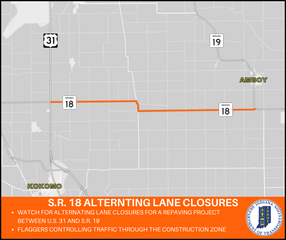 Thumbnail for the post titled: Alternating lane closures for S.R. 18 repaving on or after April 10, 2023